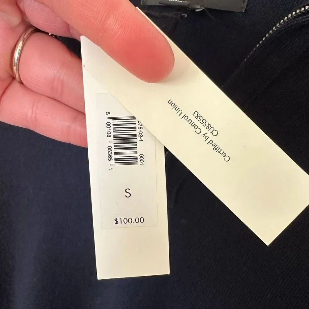 Banana Republic BR Men’s NEW WITH FLAWS Deep Navy Merino Wool Quarter Zip Sweate